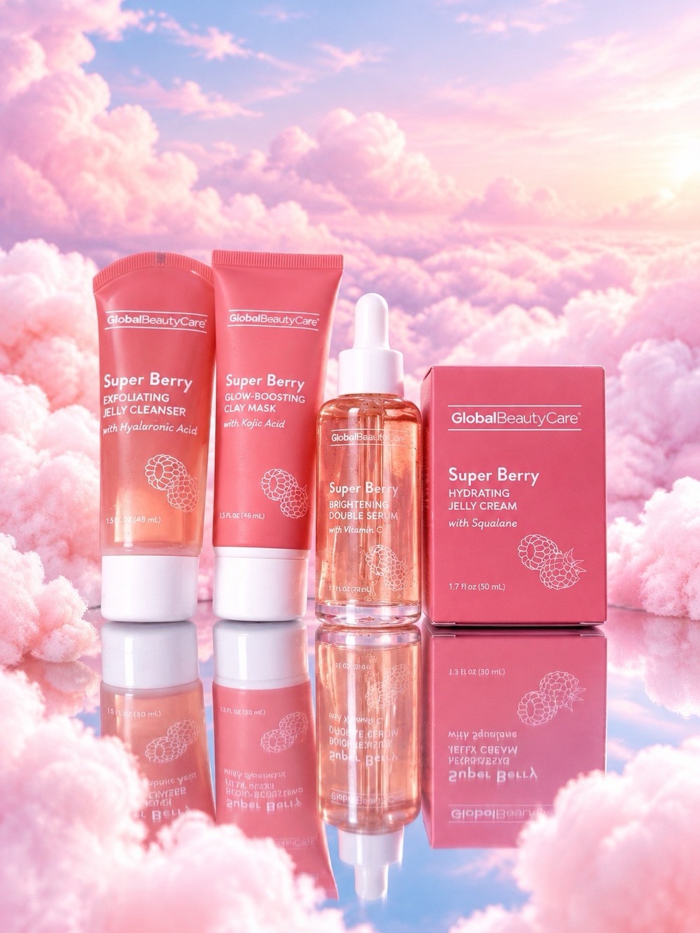 Global Beauty Care Super Berry Skincare Set
Cleanser Mask Serum Cream New